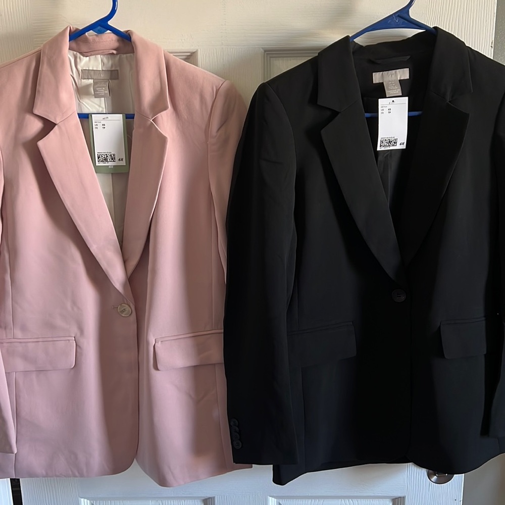 Blush and Black blazers size XS can fit S. NWT